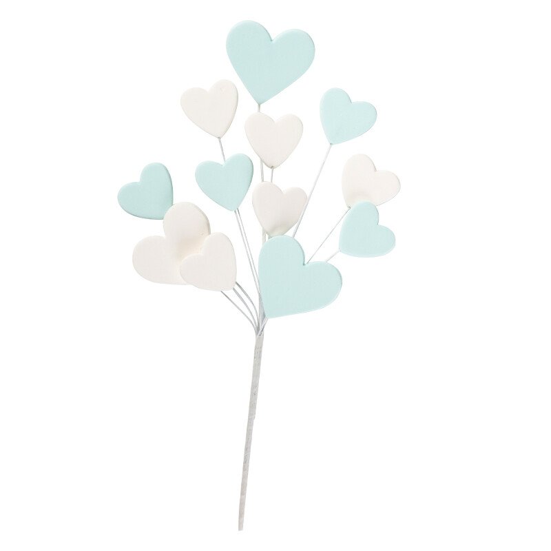 Blauwe hartjes op prikker 12x21 cm