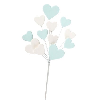 Blauwe hartjes op prikker 12x21 cm