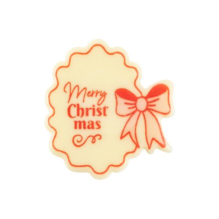 Plaquette avec noeud Merry Christmas 3,7x4 cm