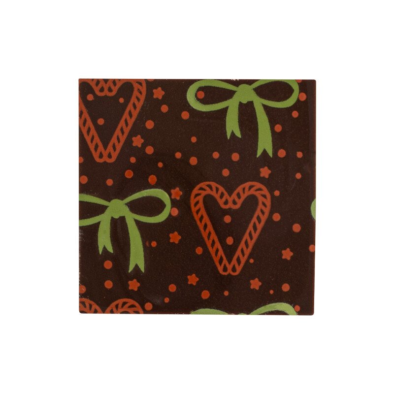 Vierkant Kerst strik en hart 3x3 cm