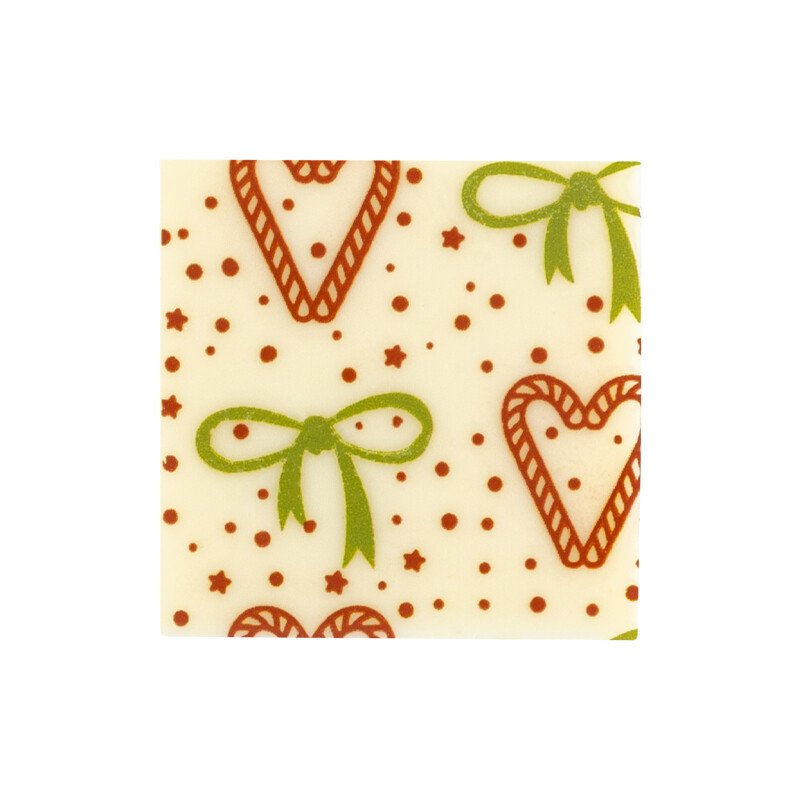 Vierkant Kerst strik en hart 3x3 cm