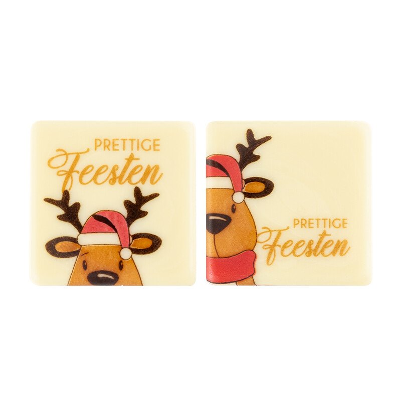 Plaatje Prettige feesten Eland 3,8x3,8 cm