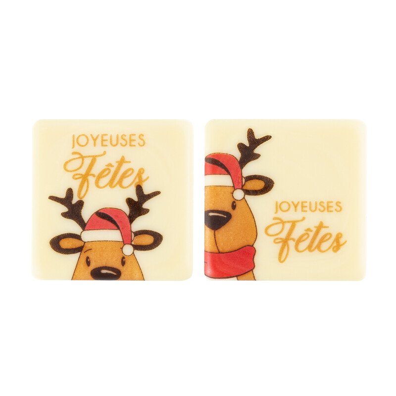 Plaatje Joyeuses fêtes Eland 3,8x3,8 cm