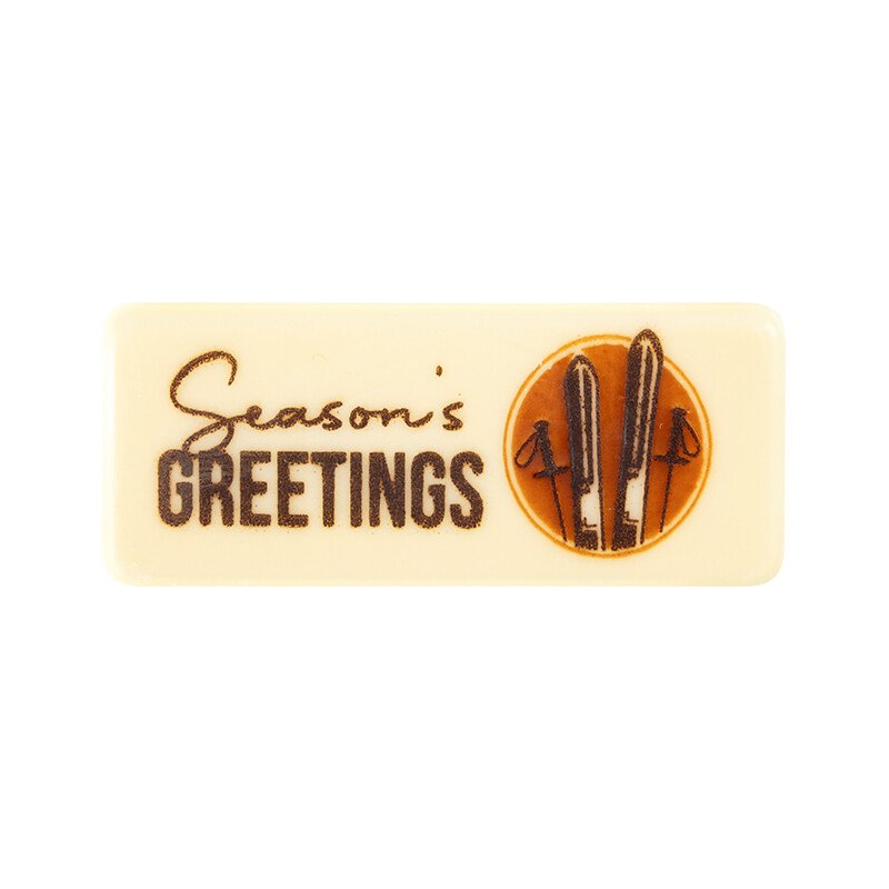 Plaatje Season's Greetings 5,5x2,3 cm