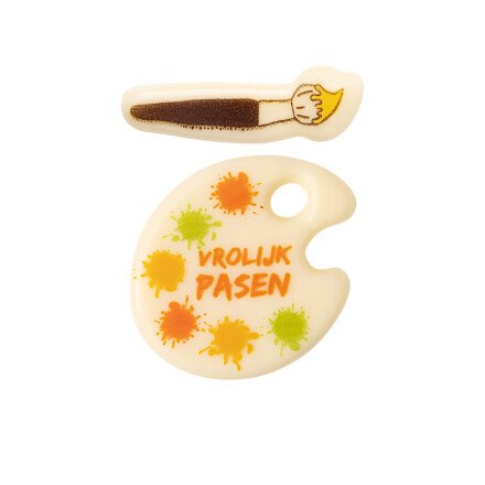 Verfblad Vrolijk Pasen 3,4 cm + penseel 3,4x0,8 cm