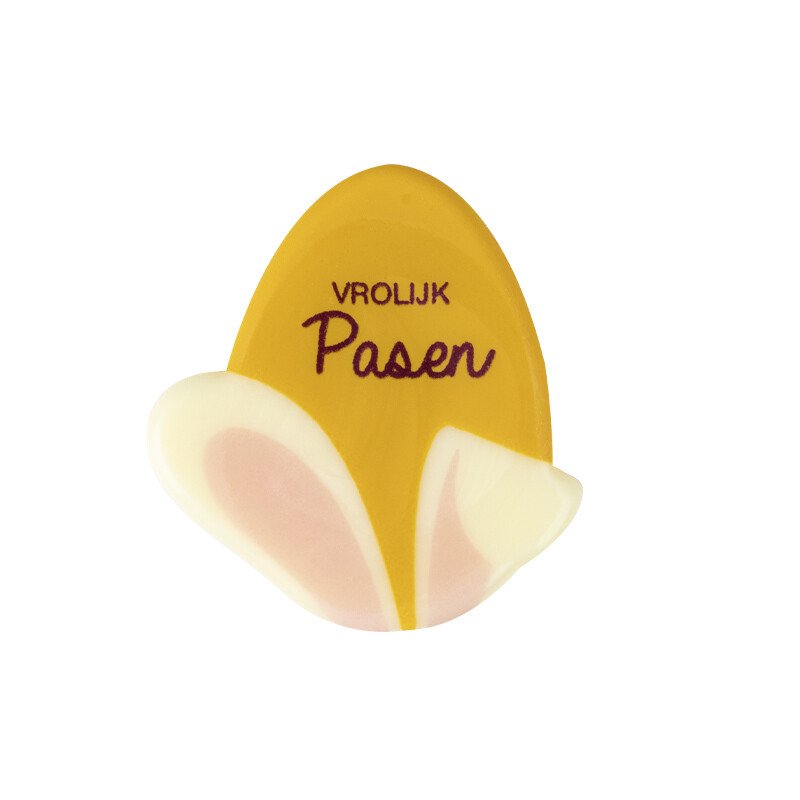 Konijnenoren met ei Vrolijk Pasen 4 cm