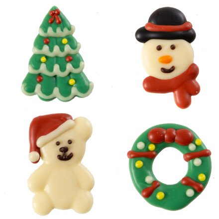 Xmas assortment white 3x4 cm