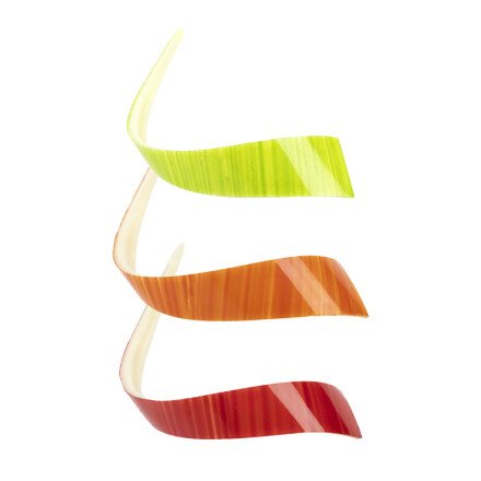 Longue boucle orange, rouge et vert 9x1,5 cm