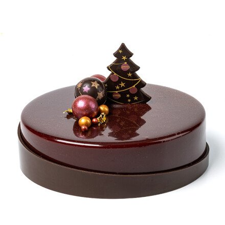 Arbre de Noël rouge et or 5,5x4,5 cm